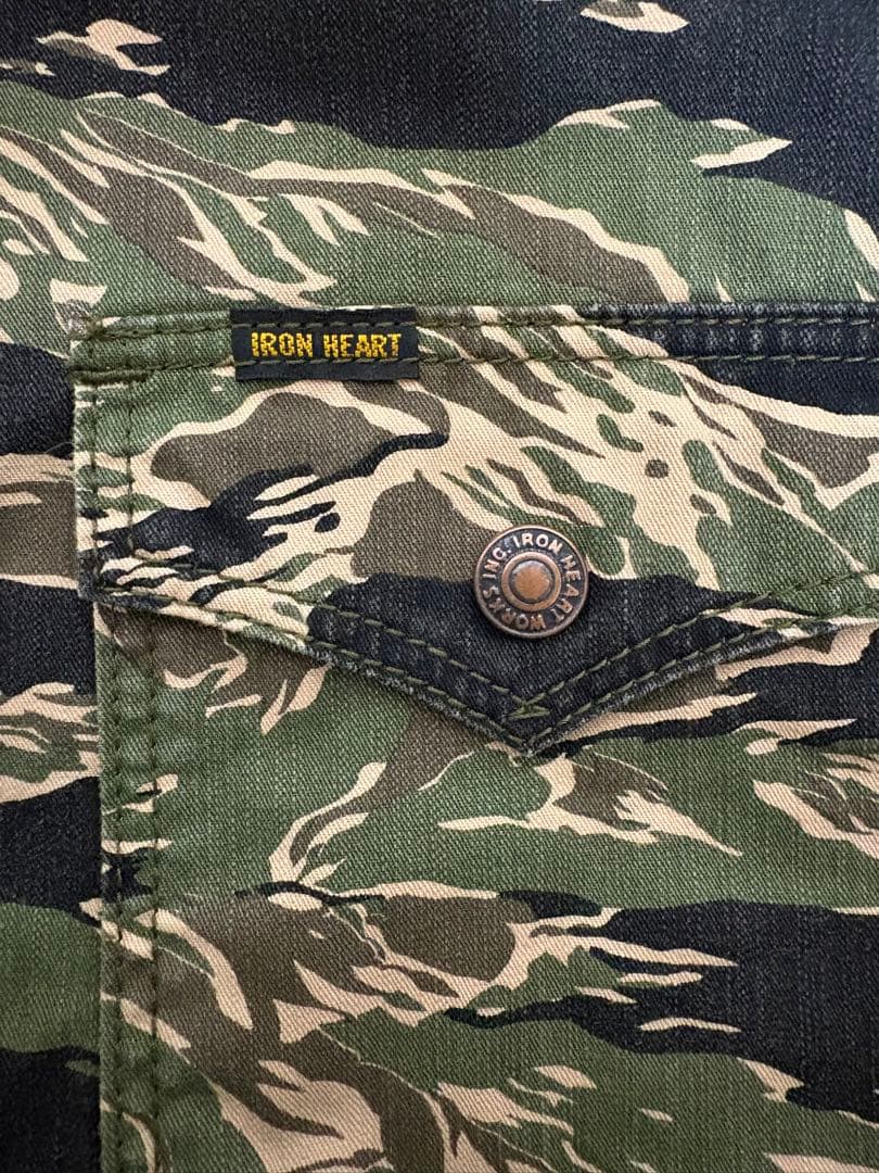 アイアンハート タイガーストライプ カモフラージュ柄 シャツ 希少 L 迷彩