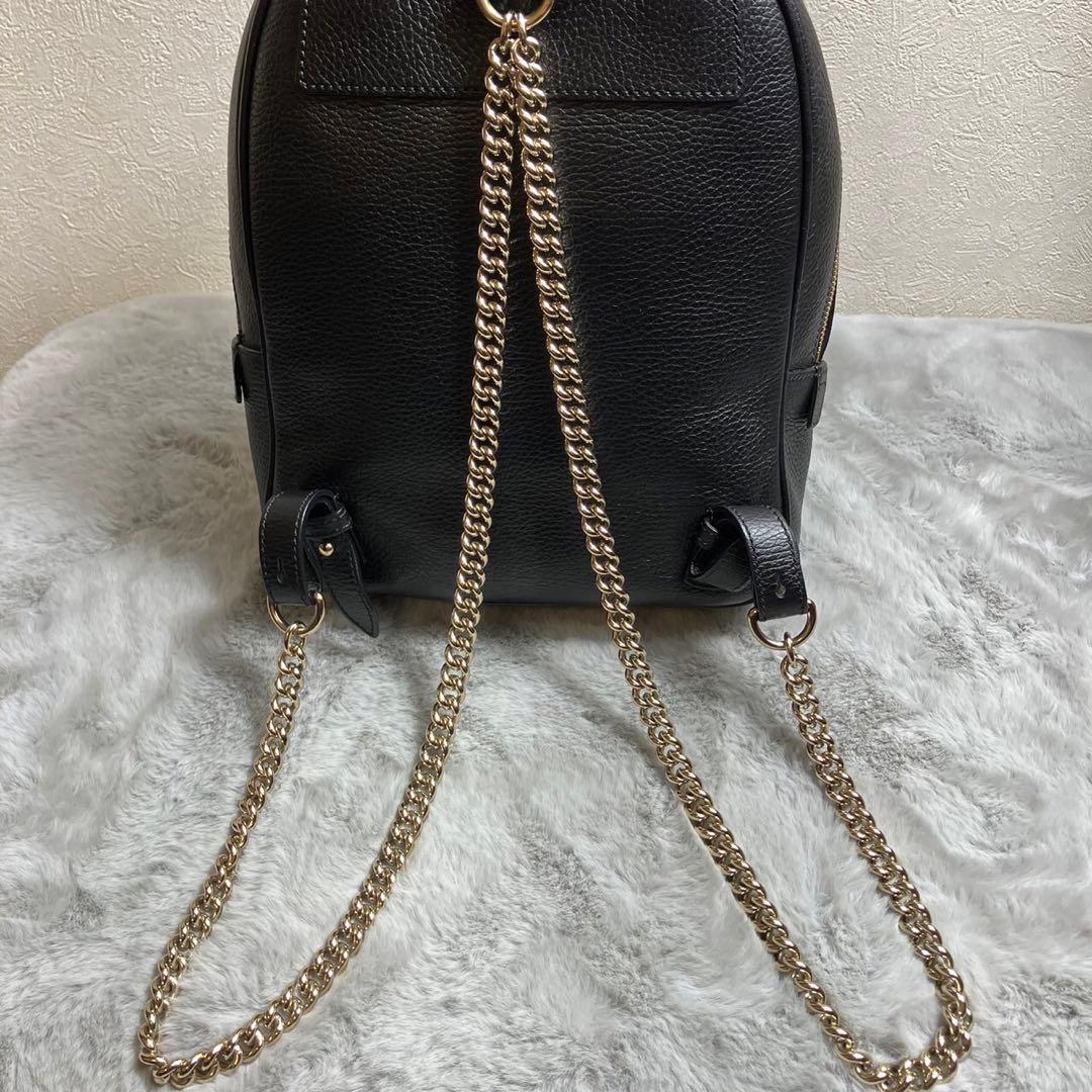 GUCCI ソーホー　リュック　レザー　チェーン　ブラック　保存袋付き