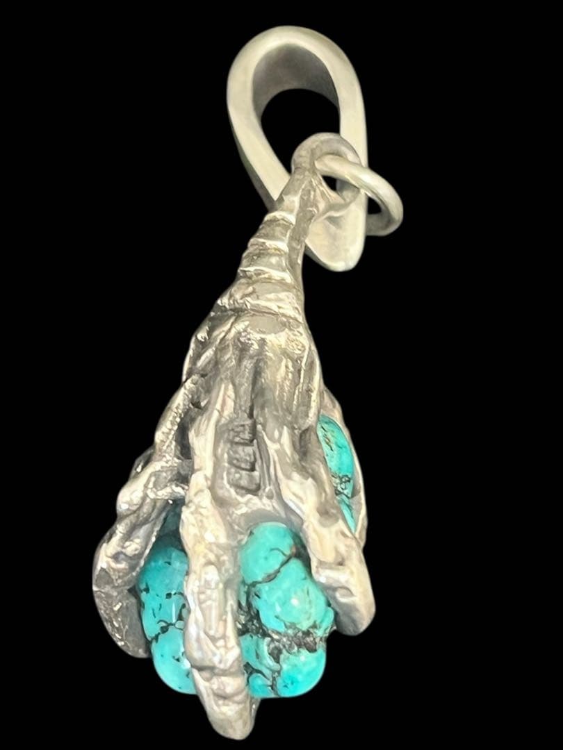 シルバー 925ハンドモチーフ キングマン　ターコイズ ペンダントトップ