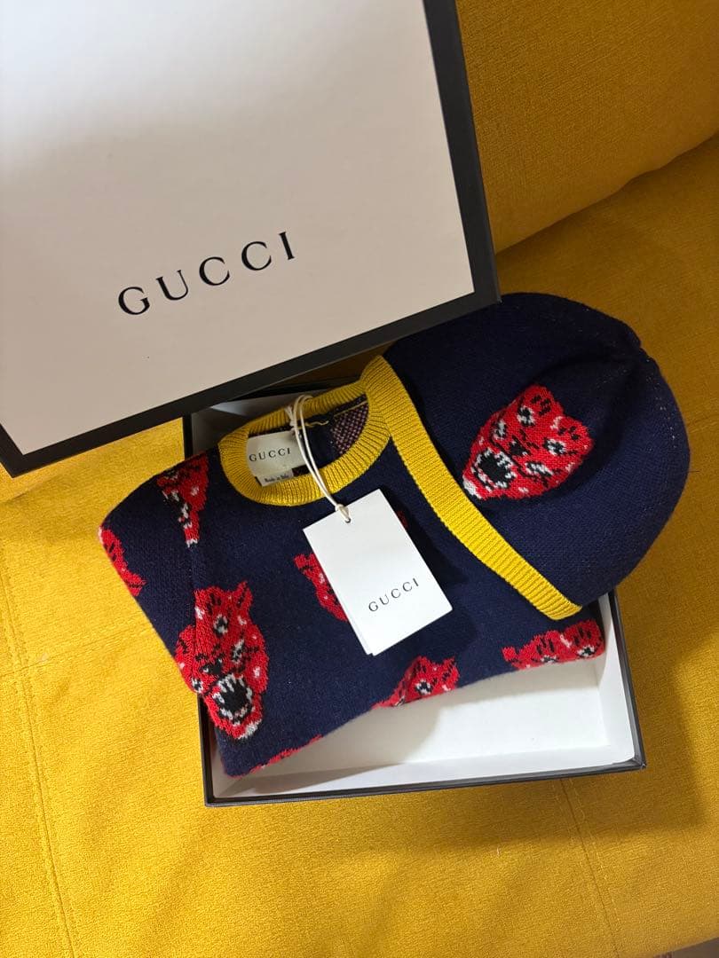 M*A様 GUCCI ライオン柄ロンパース・帽子セット