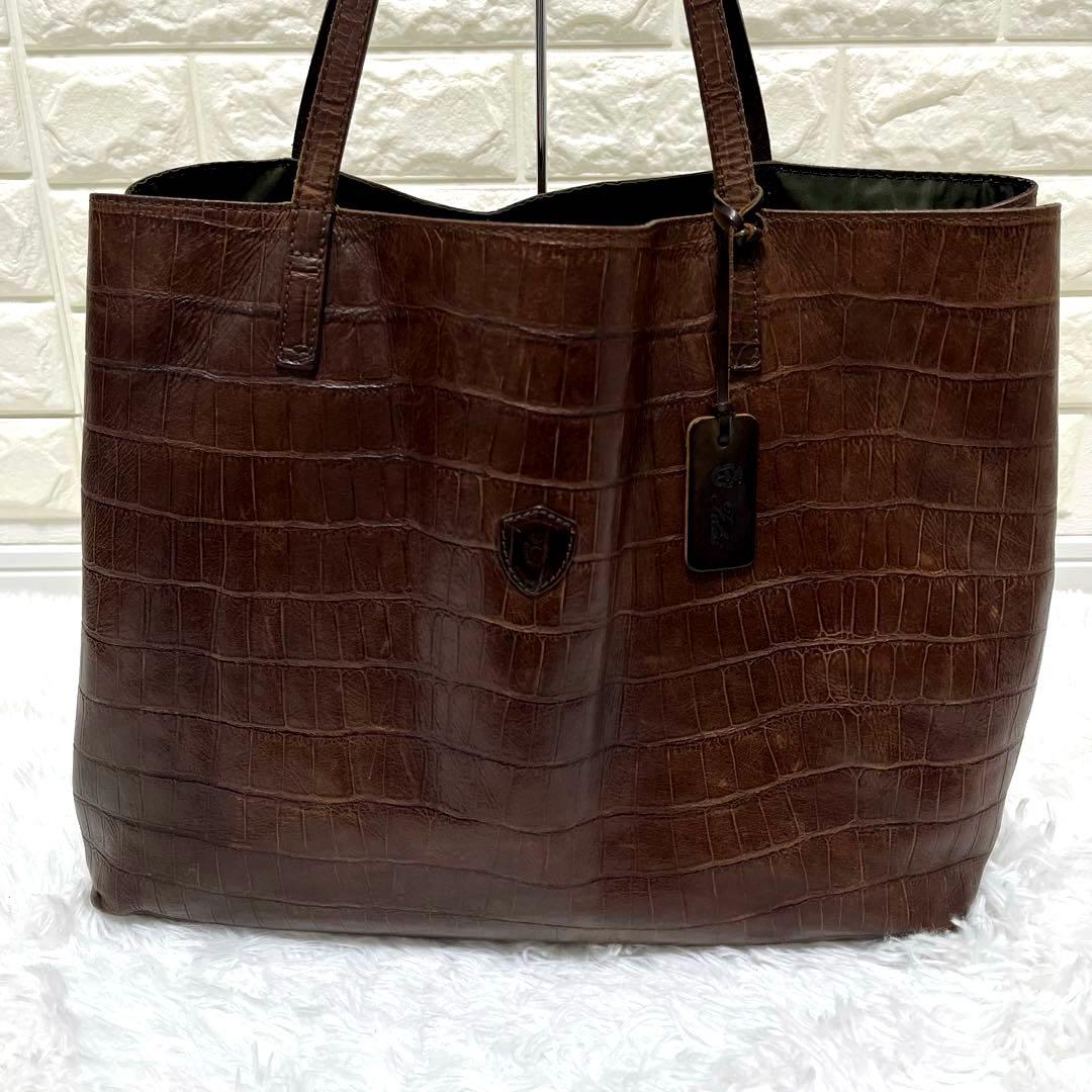 最高級✨フェリージ ✨クロコ型押し　レザートートバッグ ビジネス　11-91
