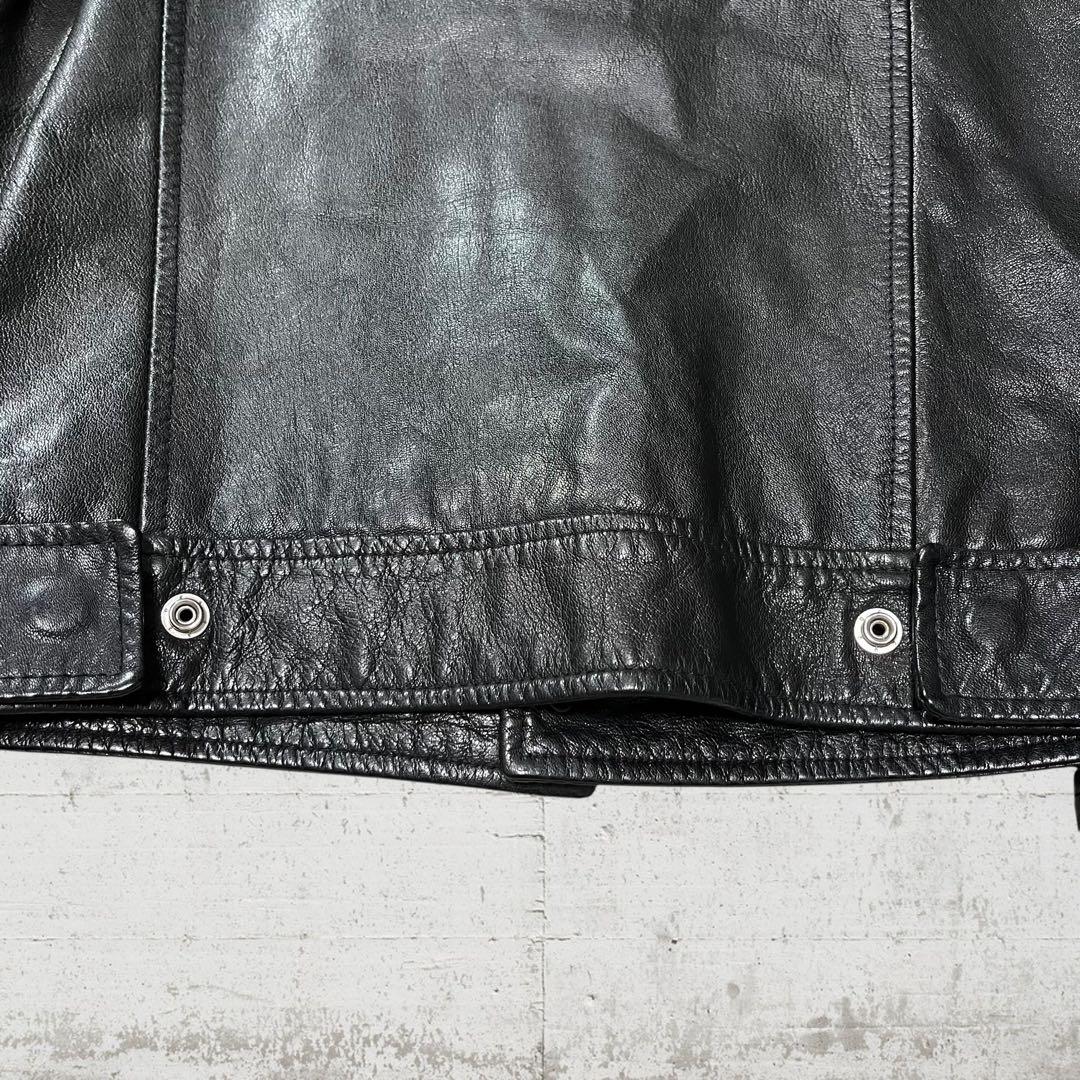 ロウコレクトライン ジースターロウ レザージャケット 本革 山羊革 刺繍 黒 S
