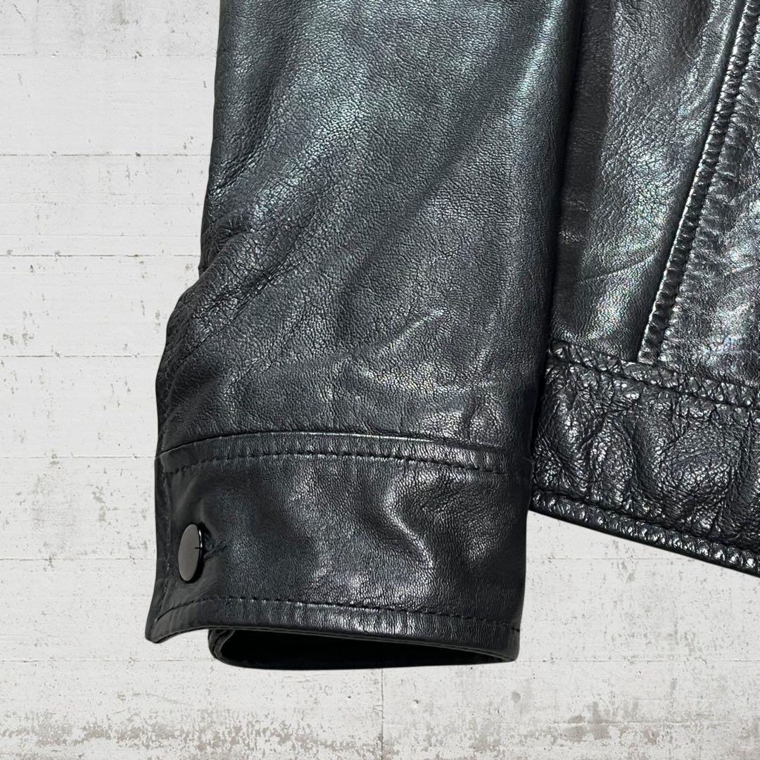 ロウコレクトライン ジースターロウ レザージャケット 本革 山羊革 刺繍 黒 S