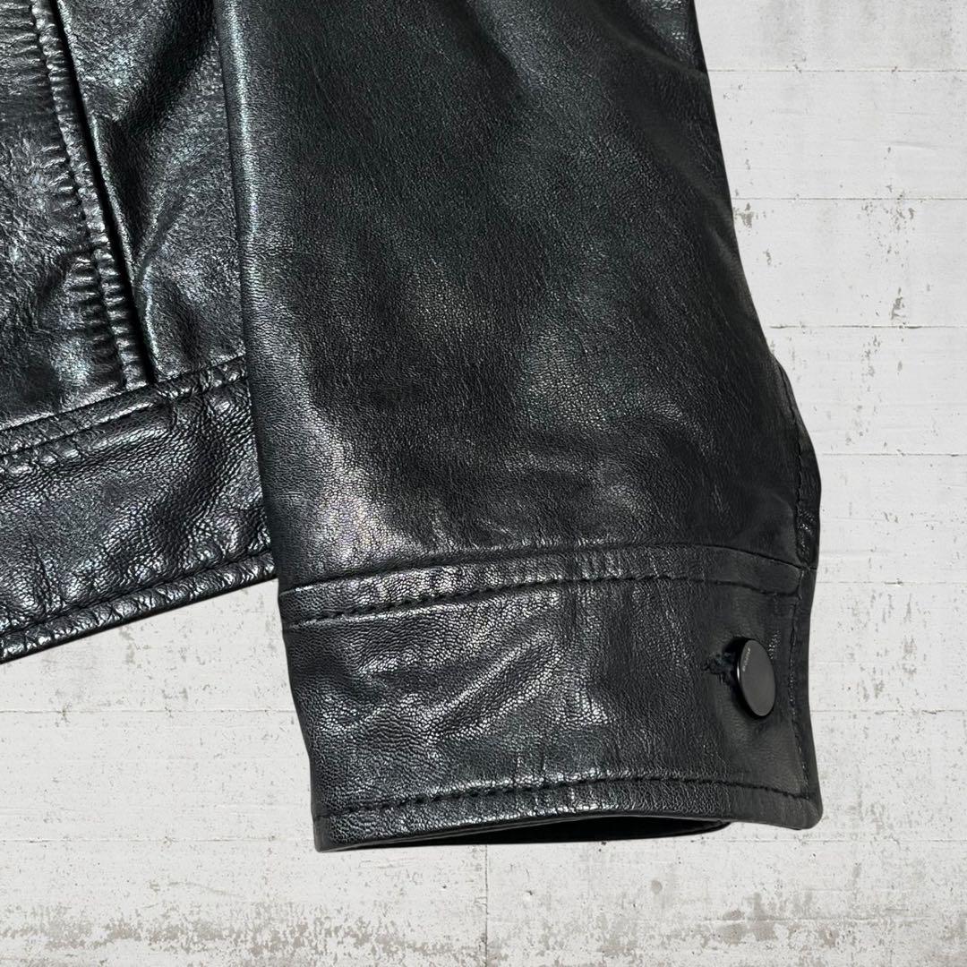 ロウコレクトライン ジースターロウ レザージャケット 本革 山羊革 刺繍 黒 S