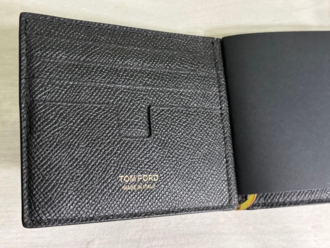 【極美品】TOM FORD トムフォード マネークリップ 二つ折り財布　ブラック