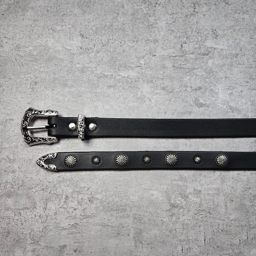 スタッズ　レザー　ナロー　ベルト　ハンドメイド　belaan-89