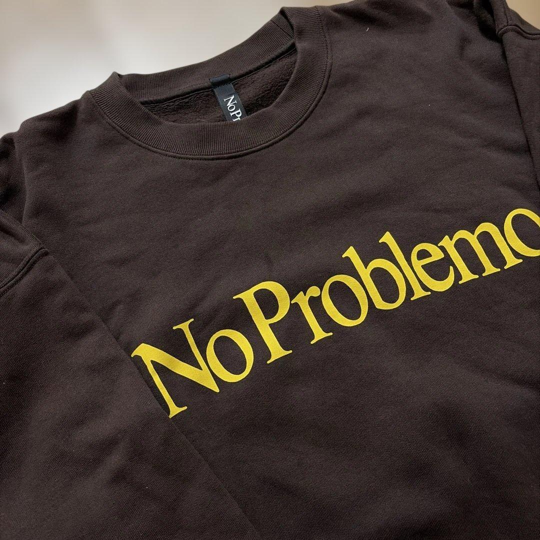 トップス NoProblemo brown logo sweatshirt M