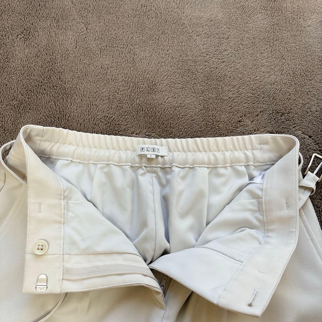 プラステ PLST 洗えるノーカラースーツ　パンツ セットアップ ベルト付 美品