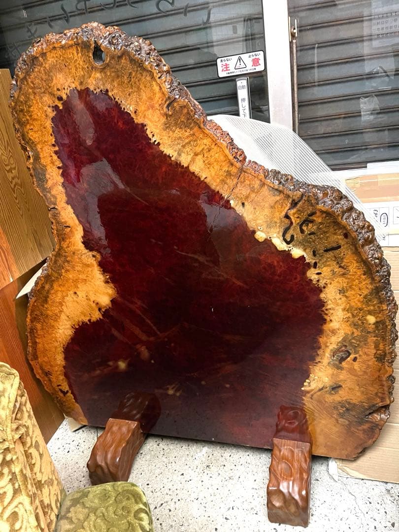 【希少】花梨瘤 衝立 一枚板 葡萄杢 厚さ約5.2ｃｍ