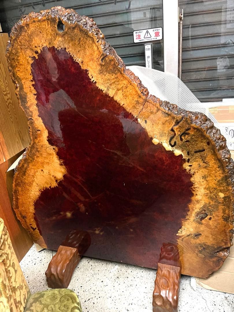 【希少】花梨瘤 衝立 一枚板 葡萄杢 厚さ約5.2ｃｍ