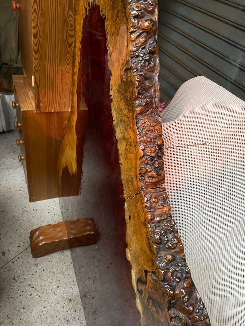 【希少】花梨瘤 衝立 一枚板 葡萄杢 厚さ約5.2ｃｍ