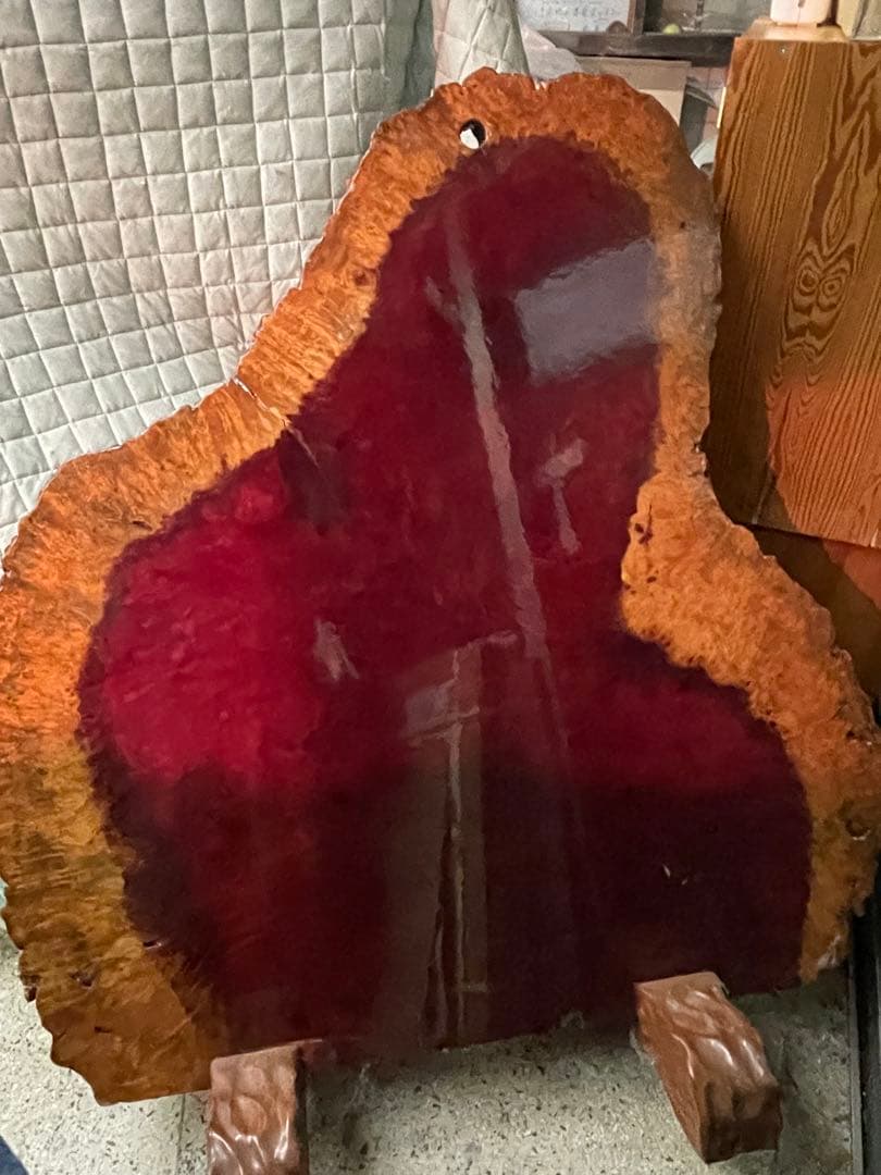 【希少】花梨瘤 衝立 一枚板 葡萄杢 厚さ約5.2ｃｍ