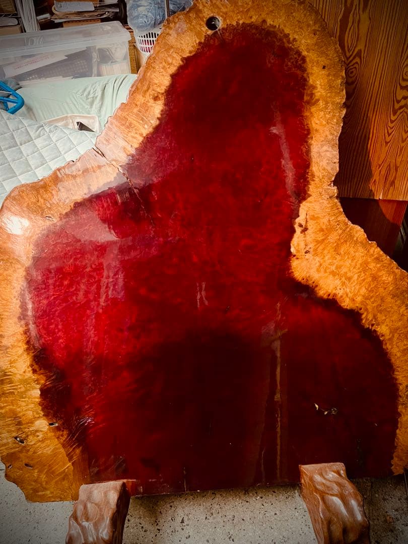 【希少】花梨瘤 衝立 一枚板 葡萄杢 厚さ約5.2ｃｍ