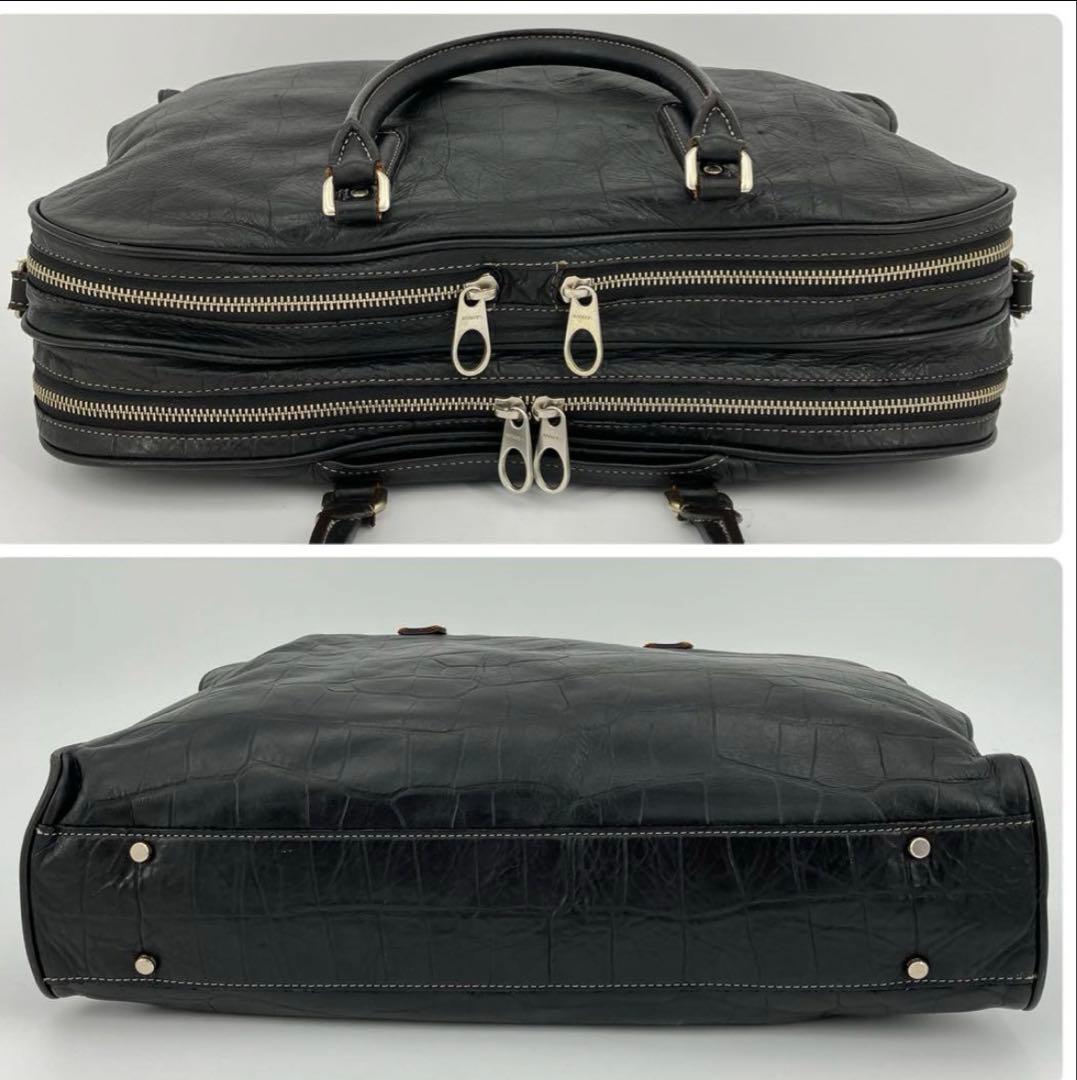 【希少】クロコ型押し レザー ビジネスバッグ ブリーフケース