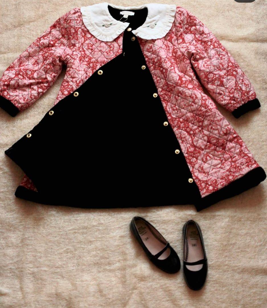 Bonjour diary ベロア キルティングコートドレス2Y