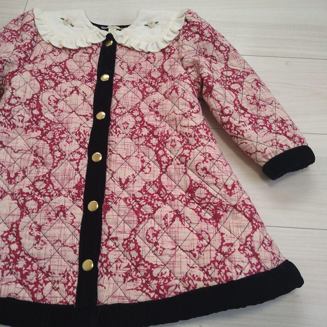 Bonjour diary ベロア キルティングコートドレス2Y