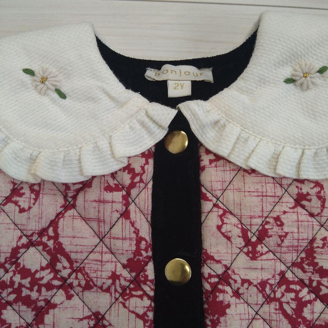 Bonjour diary ベロア キルティングコートドレス2Y