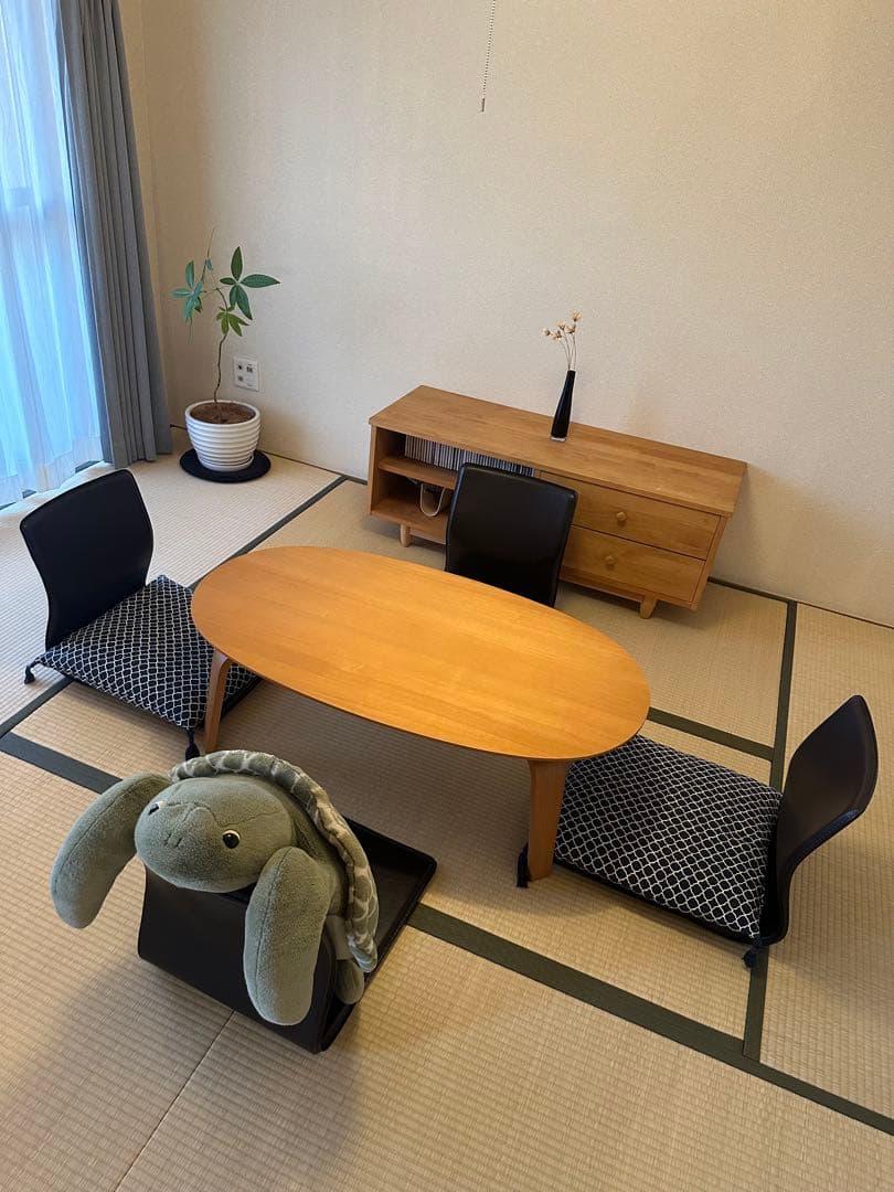 【希少】和風　和室　座椅子 4脚セット　ダークブラウン 合成皮革