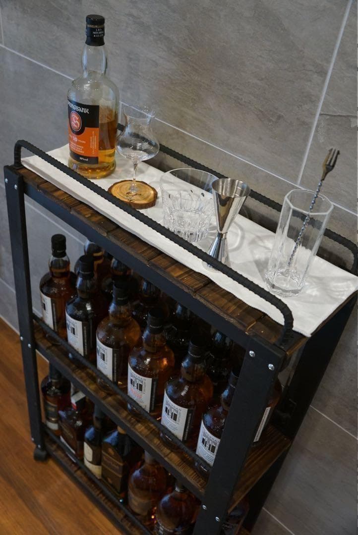 ウイスキーラック　サイドバーワゴンタイプ　男前インテリア　0115