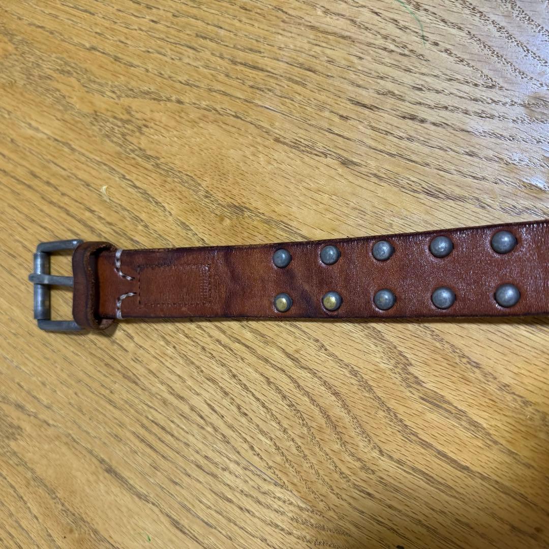【良品】VINTAGE WORKS レザーベルト スタッズ DH5550ブラウン