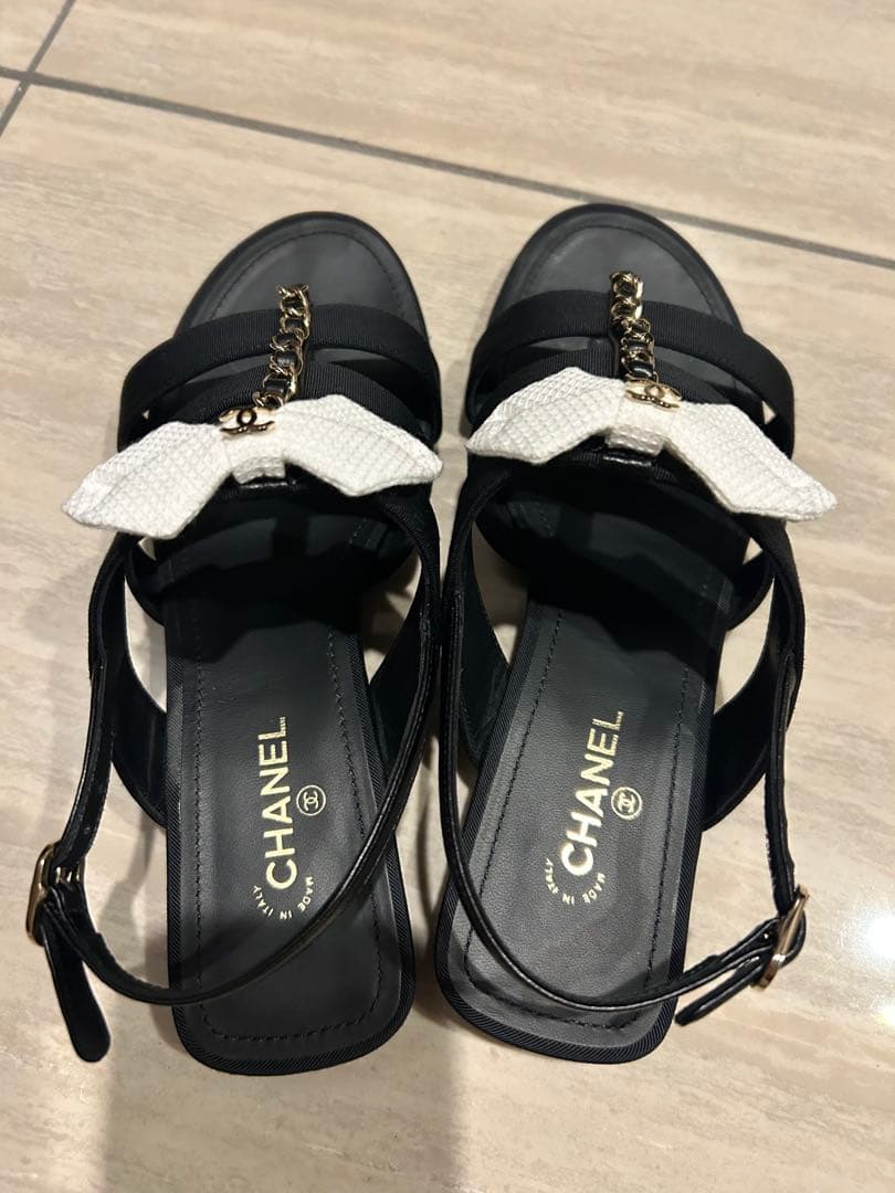 【期間限定価格】 CHANEL シャネル サンダル リボン 36