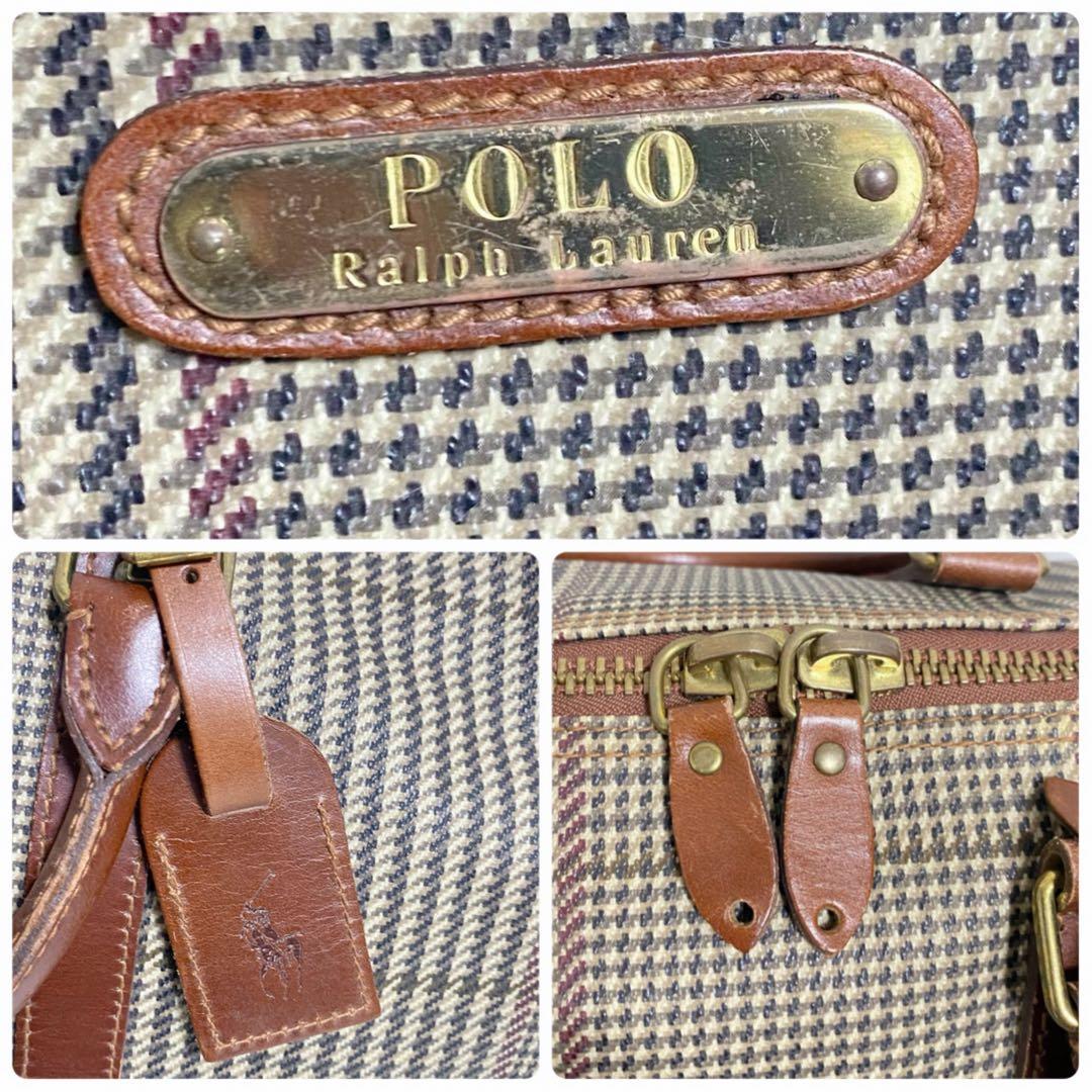 希少 ポロラルフローレン 千鳥格子 ボストンバッグ 大容量 ショルダー 南京錠