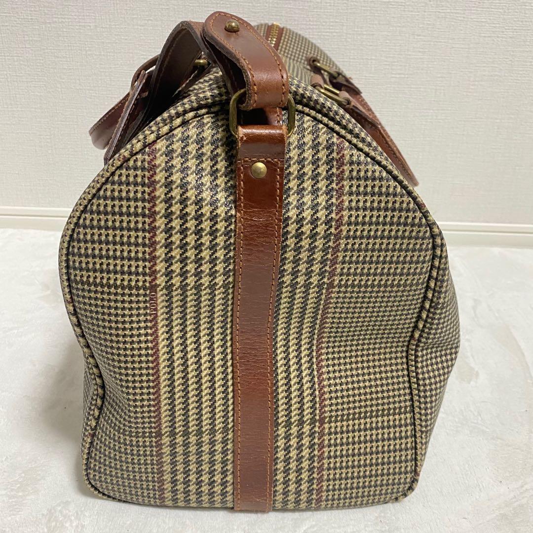 希少 ポロラルフローレン 千鳥格子 ボストンバッグ 大容量 ショルダー 南京錠