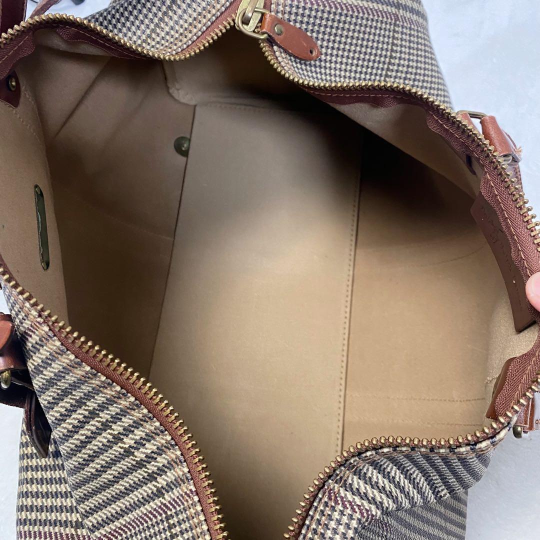 希少 ポロラルフローレン 千鳥格子 ボストンバッグ 大容量 ショルダー 南京錠