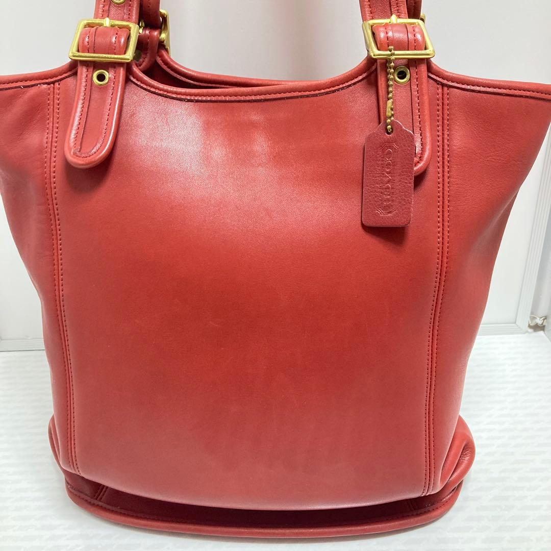 希少色　COACH オールドコーチ　USA トートバッグ　肩掛け　XL 赤