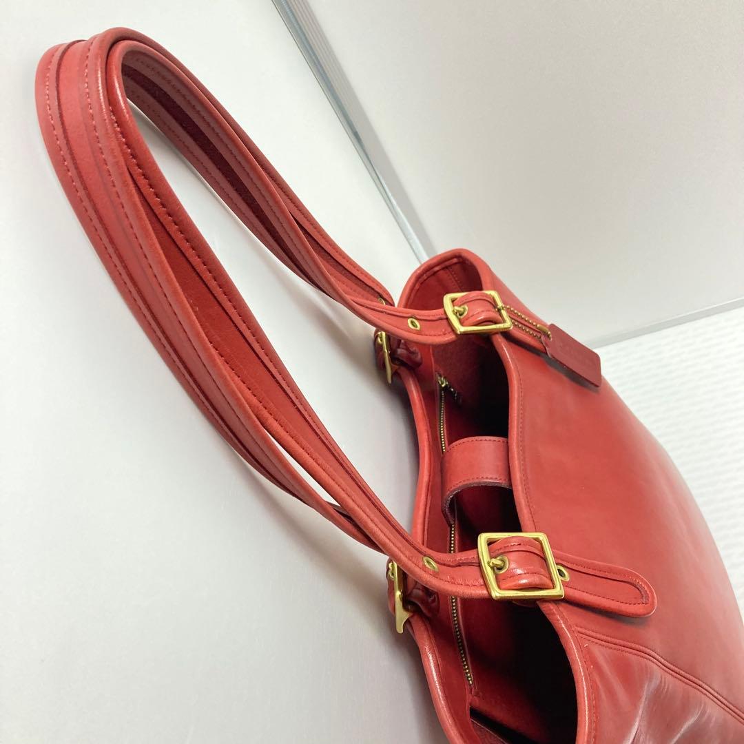希少色　COACH オールドコーチ　USA トートバッグ　肩掛け　XL 赤