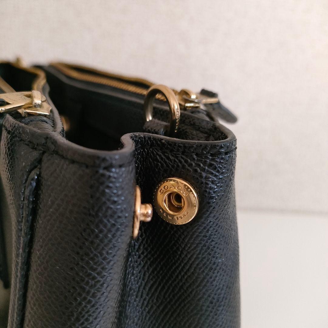 COACH 本革 ミニサリー キャリーオール ブラック ハンドバッグ