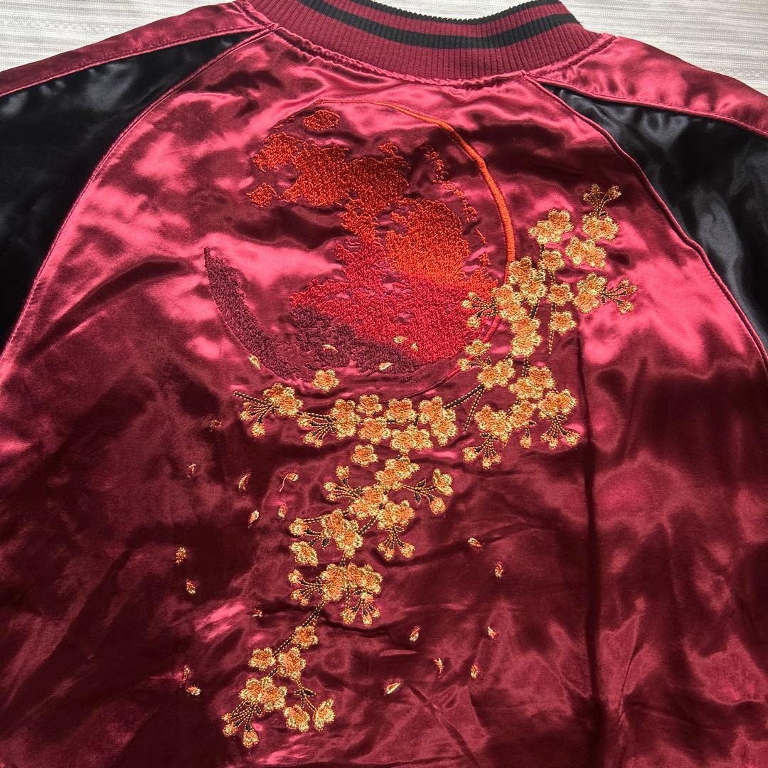 絡繰魂 粋 満月に狼 咆哮 リバーシブル スカジャン レーヨン XL