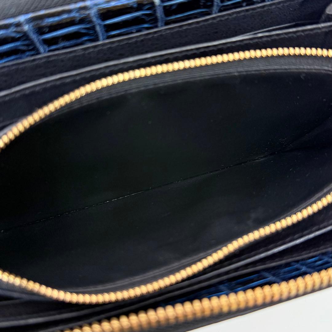 〈極美品〉東京クロコダイル JRA公認 長財布 ラウンドファスナー コスモブルー