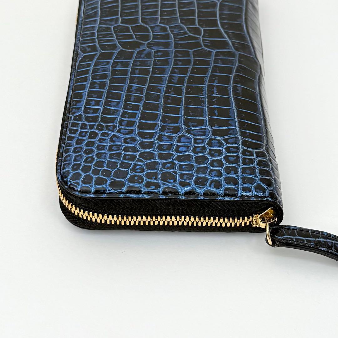 〈極美品〉東京クロコダイル JRA公認 長財布 ラウンドファスナー コスモブルー