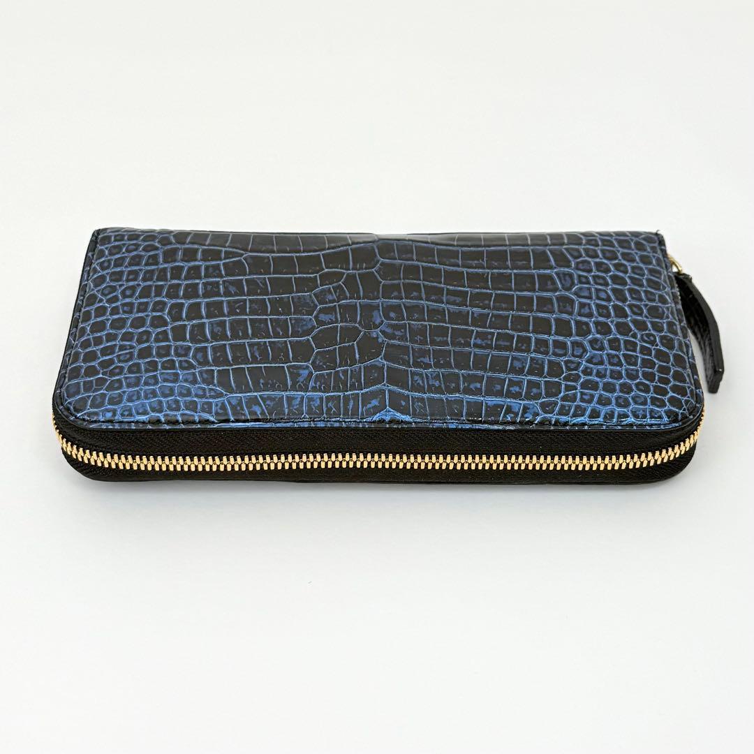 〈極美品〉東京クロコダイル JRA公認 長財布 ラウンドファスナー コスモブルー