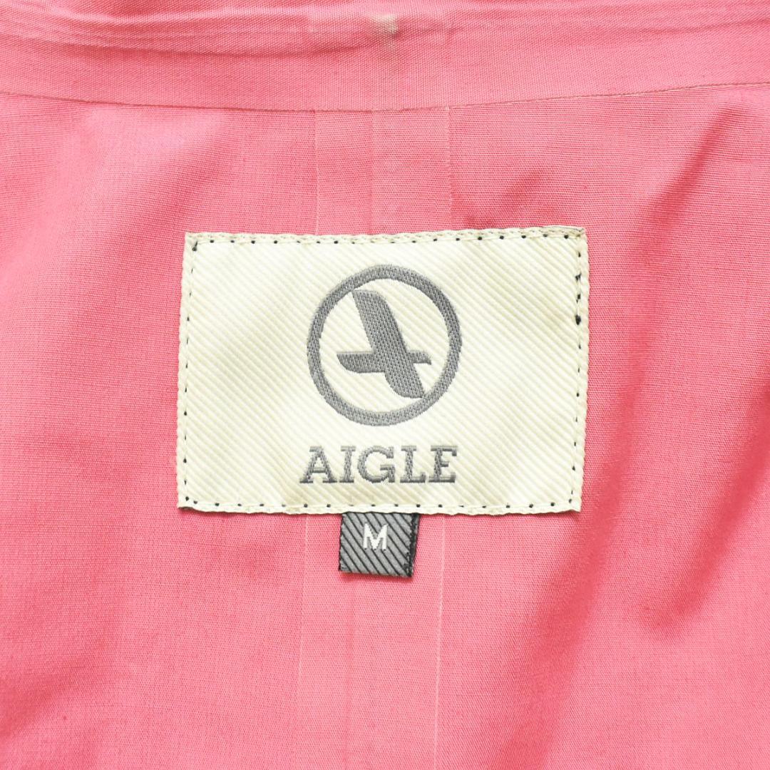 エーグル AIGLE フード付き 刺繍ロゴ ロング レイン コート M 紺 ♪