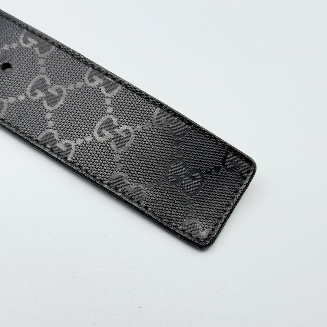 ✨良品✨グッチ ベルトPVC×レザー インターロッキングG GG柄 シルバー金具