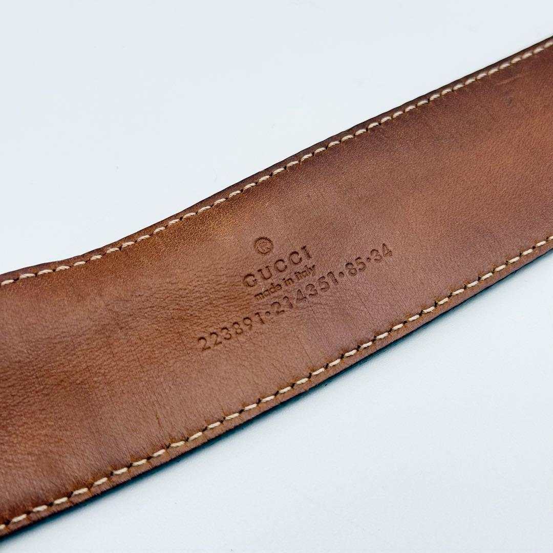 ✨良品✨グッチ ベルトPVC×レザー インターロッキングG GG柄 シルバー金具