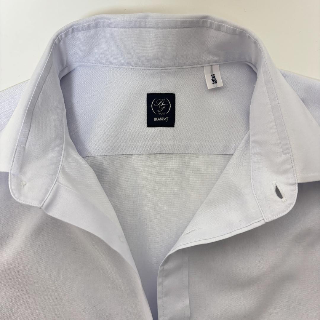 BEAMS F ピンポイント オックスフォード ライトグレー タブカラーシャツ