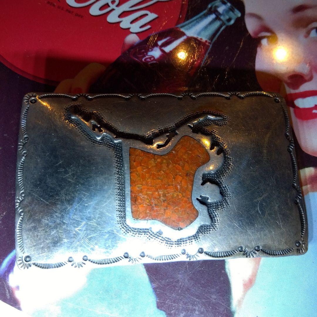 アラスカ州シルエット シルバー製ベルトバックル