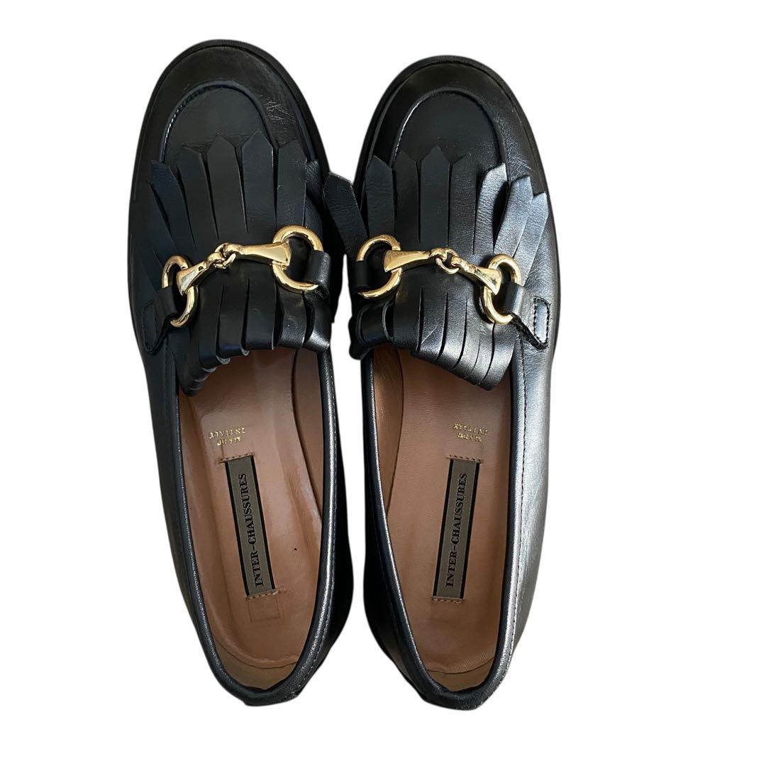 INTER-CHAUSSURES ラウンドトウキルトビットローファー37