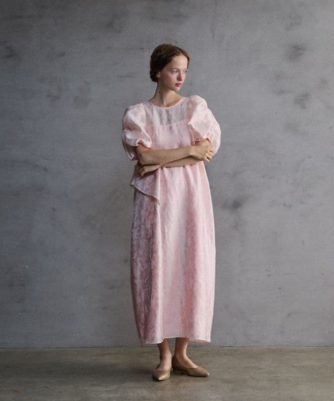 ワンピース ANDRESD bubble sleeve jacquard dress