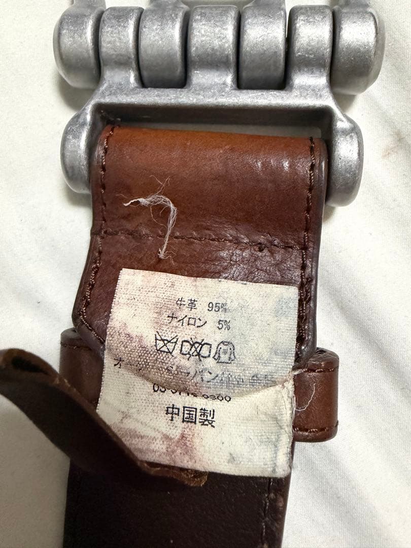 oakley ブラウンレザー ロゴバックル ベルト