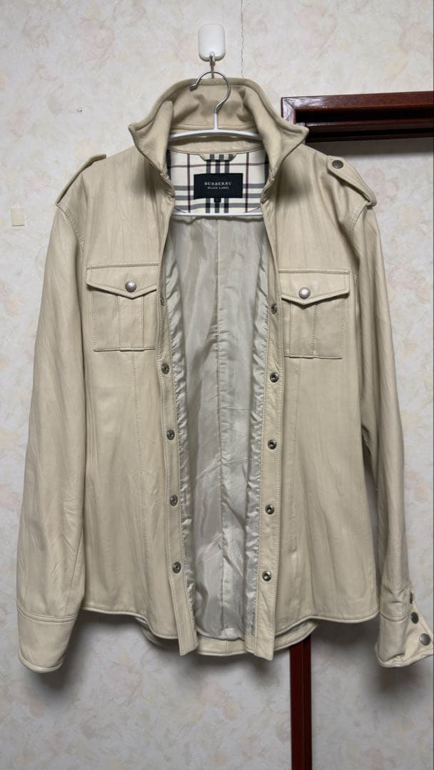 【希少】BURBERRY BLACK LABEL 羊革 シャツ ジャケット　L