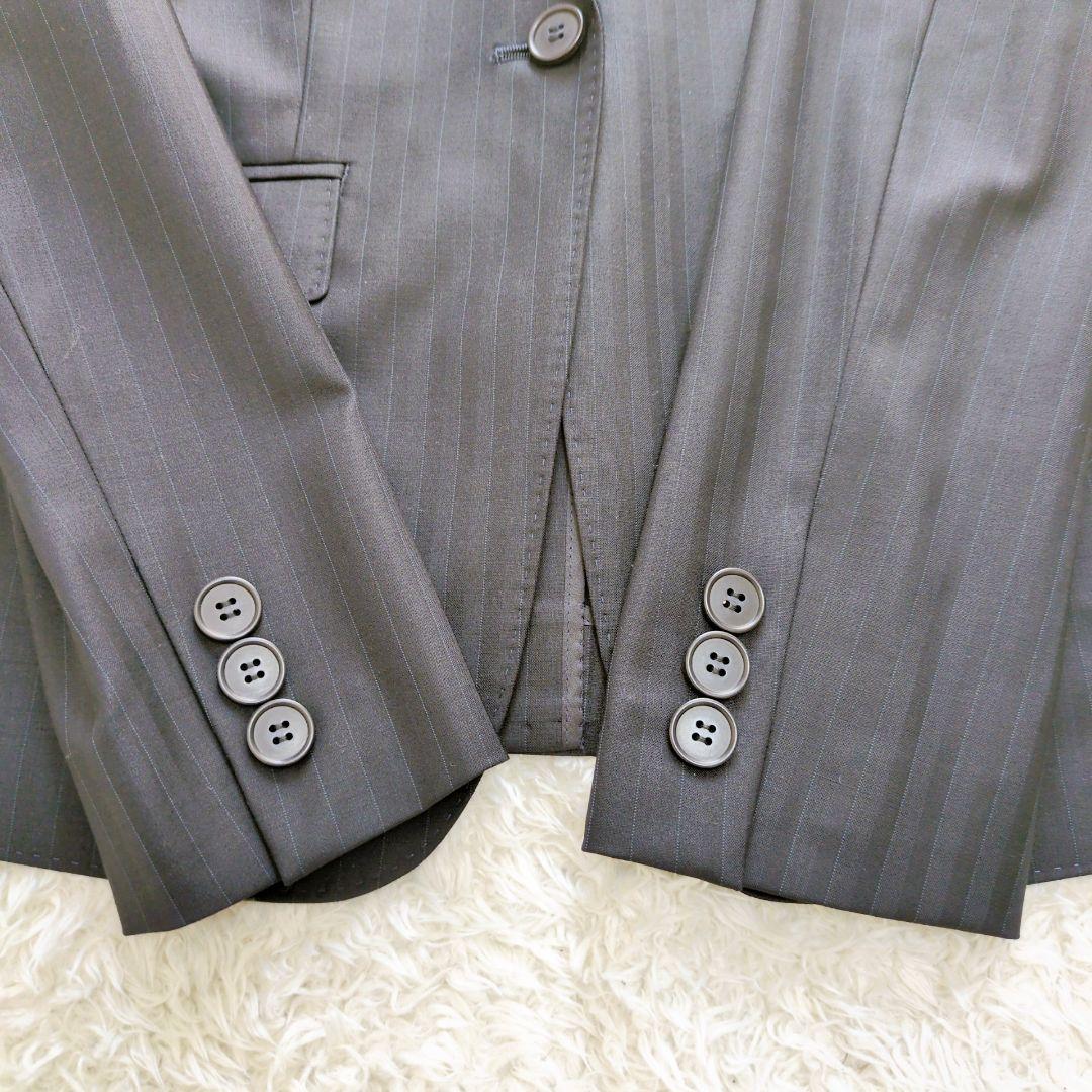 ICB　パンツスーツ　セットアップ　ストライプ　濃紺　シングルボタン　ビジネス