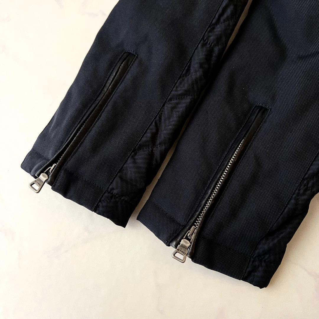 ほぼ未使用 ETRO レザー キルティングジャケット レイヤード M ネイビー