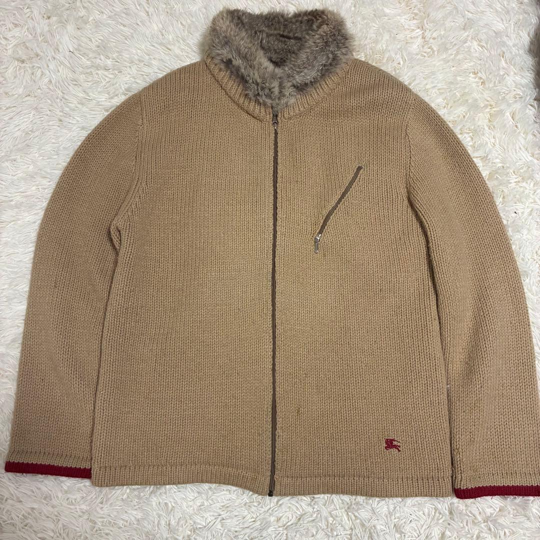 バーバリーブラックレーベル　ラビットファー　ノバチェック　ジャケット　3 L