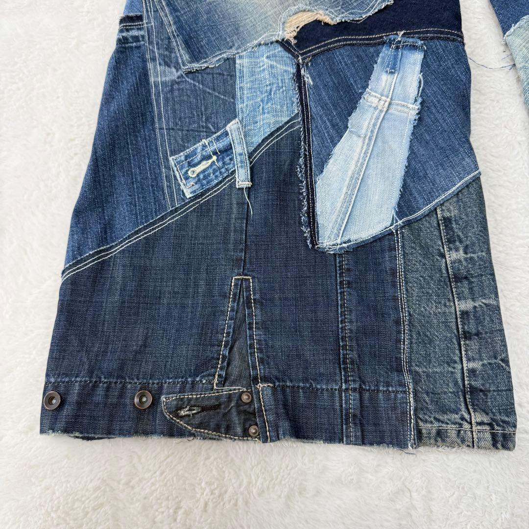 リメイクデニム パッチワーク ワイドパンツ フレアデニム 極太 唯一無二!!