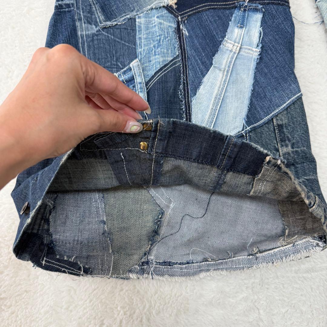 リメイクデニム パッチワーク ワイドパンツ フレアデニム 極太 唯一無二!!