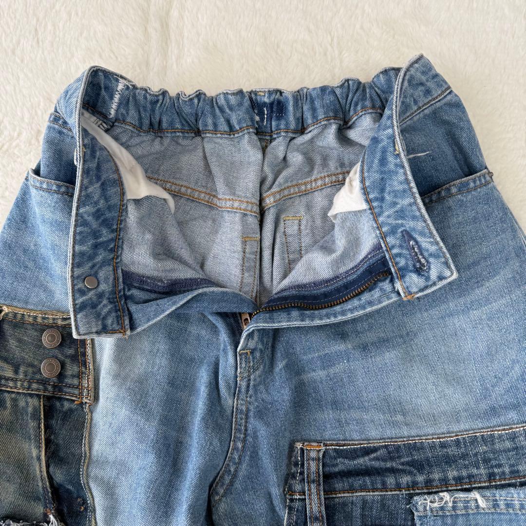 リメイクデニム パッチワーク ワイドパンツ フレアデニム 極太 唯一無二!!